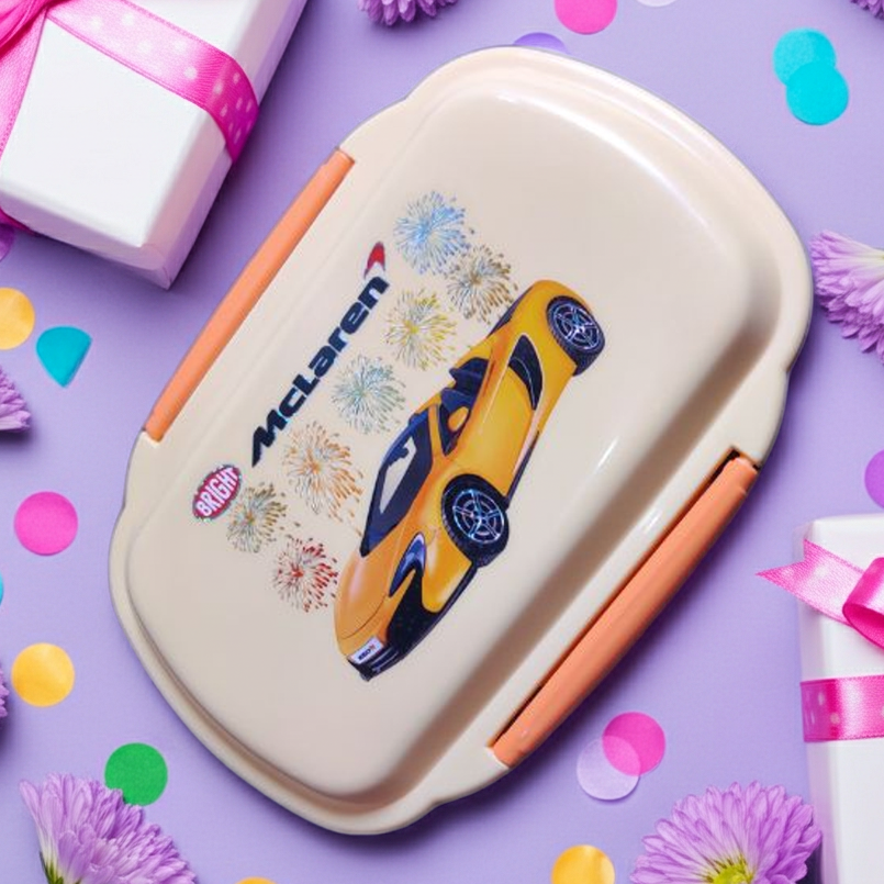 Bright Lunch Box Beautiful Printed With Inner Box + Fork