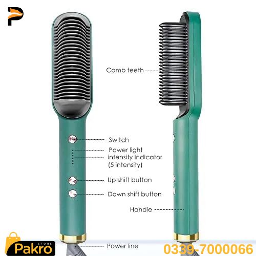 2 in 1 Hot Comb Straightener Electric Hair Straightener Hair Curler Wet Dry Use