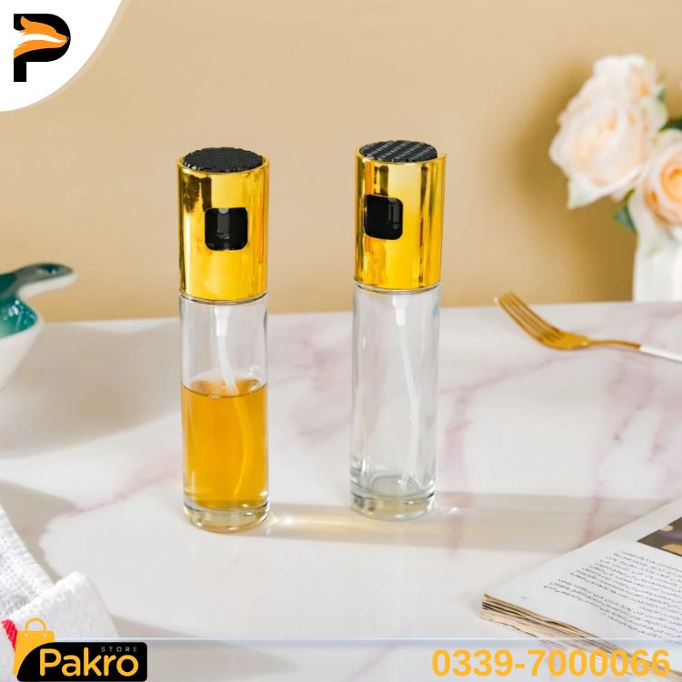 Stainless Steel Glass Oil Spray Bottle Golden Pump for Oil Control