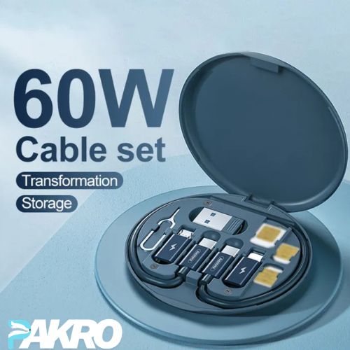 60W Fast Charging Data Cable Storage Box - With Recover Card Pin