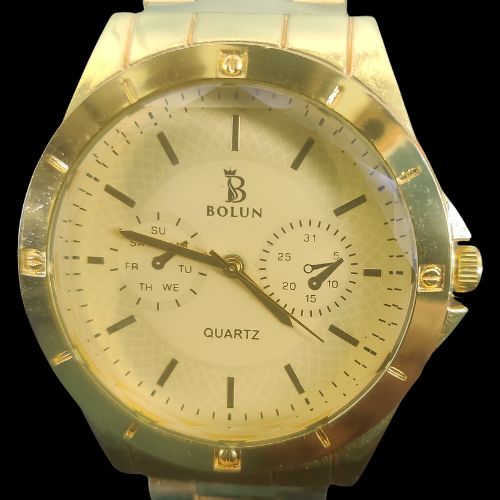 Golden Dial Men's Watch With Gold Chain Strap