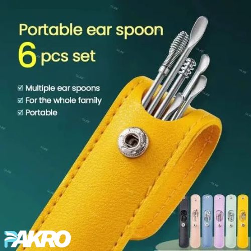 6 Pcs Stainless Steel Ear Wax Removal Kit with Case