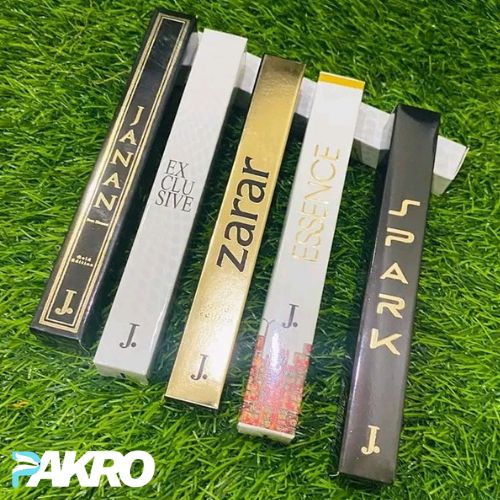 J. Elegant 35ml Pen Perfume - Long-lasting Unisex Fragrance - Five branded vape devices on grass with 'PAKRO' logo.