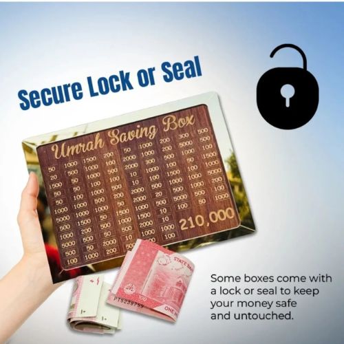 Wooden Umrah Saving Box | with 210,000 Goal Tracker