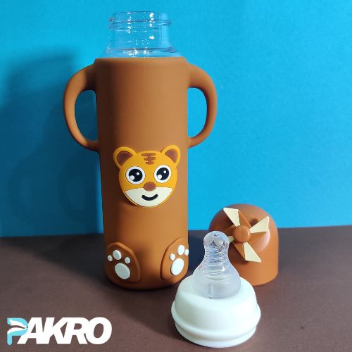 Baby Glass Feeding Bottle With Silicone Cover 240ml
