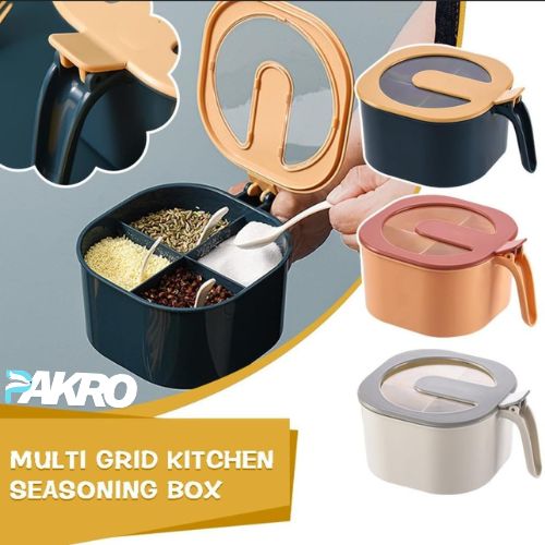 Modern Spice Kit - 1000 ml - 4 Grid Spice Jar (Random Color)