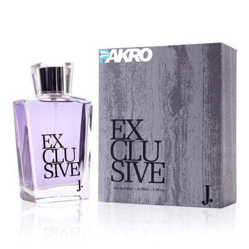 Perfume bottle and packaging labeled 'PAKRO' with 'EXCLUSIVE' text on a white background