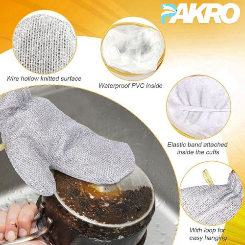 Steel Wire Water Proof Dishwashing Glove - Multipurpose Anti Swiss Cleaning Rag