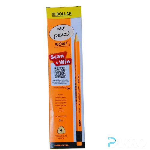 Dollar brand pencil packaging with a pencil inside on a white background