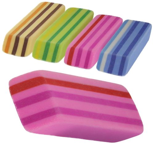 Rainbow Pencil Eraser Rubber - PVC & Latex Free, Safe for Fine Papers