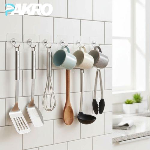 Transparent Self-Adhesive Wall Hooks Sticker - Pack Of 10