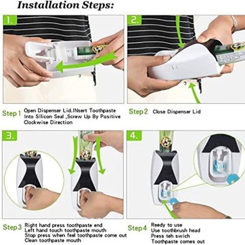 Automatic Toothpaste Dispenser & Brush Holder Set