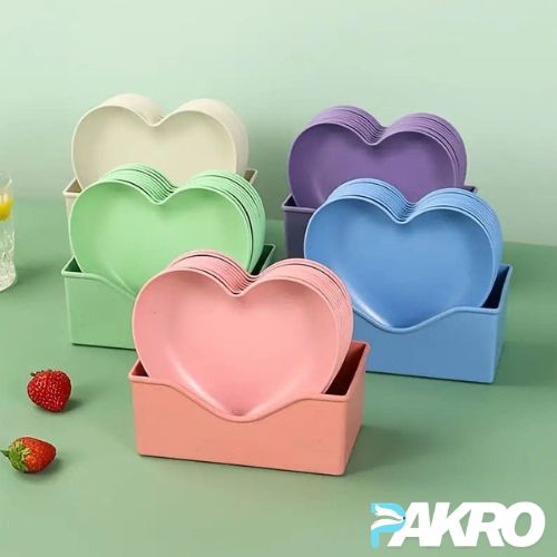 Heart Shape Plate 10 Pcs Set – Elegant Plates for Special Occasions & Daily Use