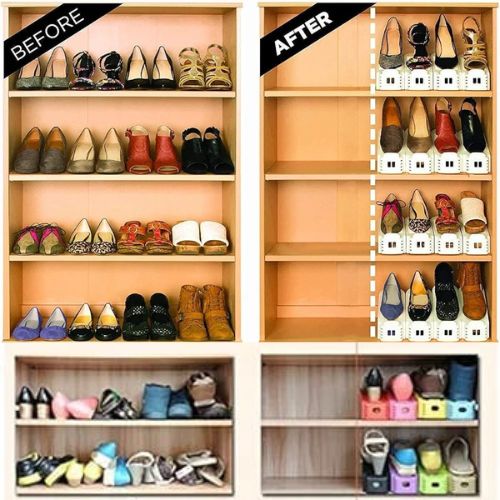 Pack of 2 Double Layer Adjustable Shoe Bracket Storage Shoe Rack