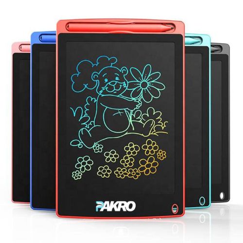 Colorful electronic drawing boards with a cartoon design on a white background