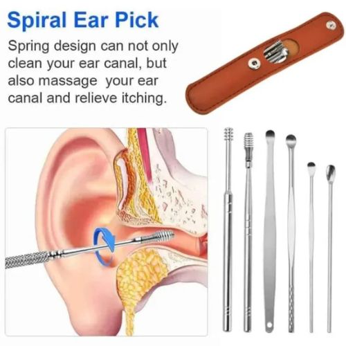 6 Pcs Stainless Steel Ear Wax Removal Kit with Case