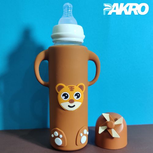 Baby Glass Feeding Bottle With Silicone Cover 240ml