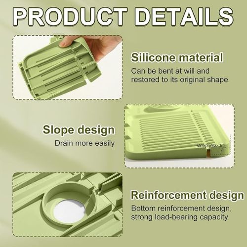 Tap Splash Guard Drying Mat, Silicone Dish Drying Mat