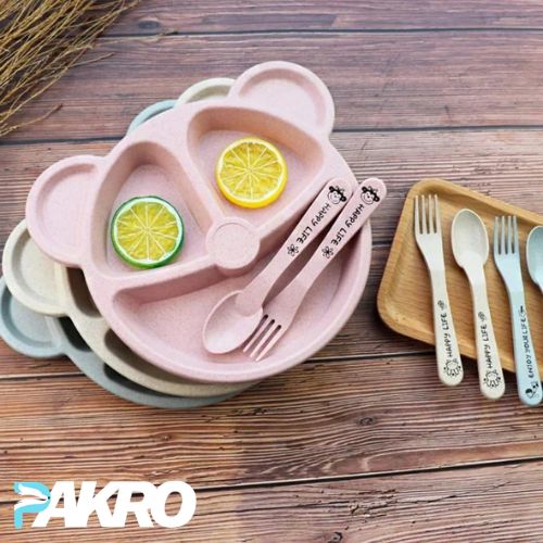 Baby Feeding Plates Cartoon Dinner Plate Set With Divided Plate