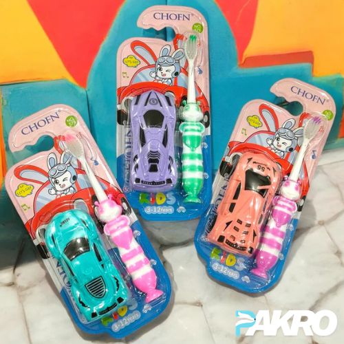 2 in 1 Cute Cartoon Soft-bristled Kids Toothbrush 3-12 Yrs