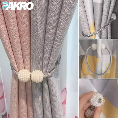 Pair Of Magnetic Pearl Curtain Clip Tie Buckle Holder