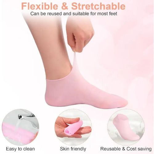 Anti Slip Reusable Gel Infused Silicone Moisturizing Socks