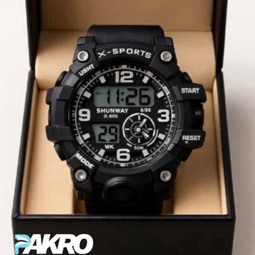 Men's Luxury Digital Luminous Multi-function Alarm Watch Camouflage Strap Cross