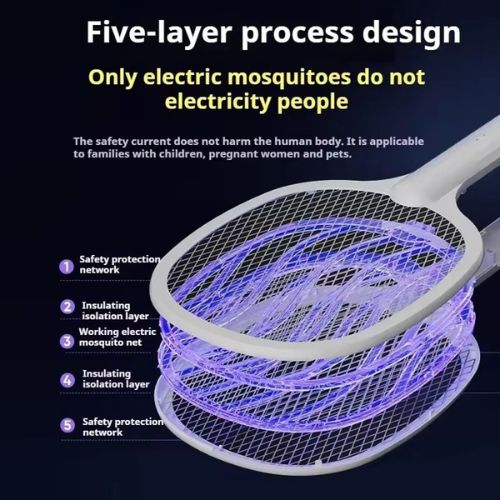 2 In 1 Electric Racket Mosquito Killer With UV Light LED Lamp