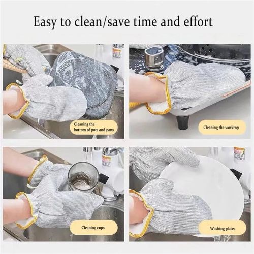 Steel Wire Water Proof Dishwashing Glove - Multipurpose Anti Swiss Cleaning Rag