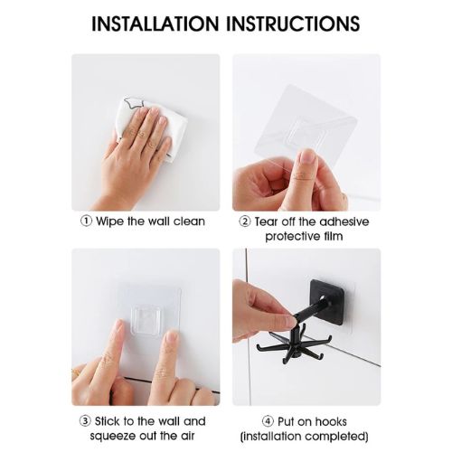 360 Degrees Self-Adhesive Hook Kitchen & Bathroom Storage