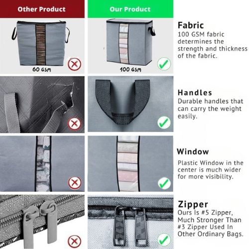 High-Quality Large Grey Foldable Storage Bag