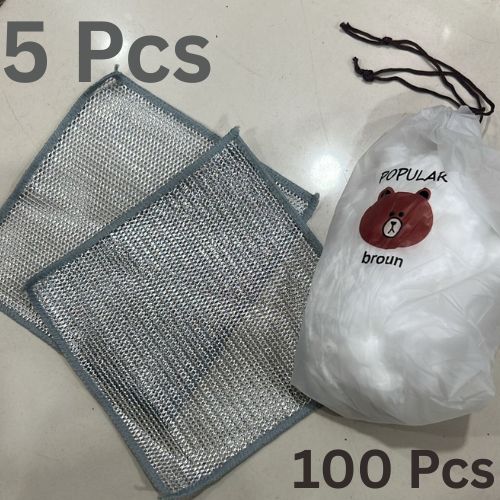 Combo Deal – 2 Pcs Metal Wire Cleaning Cloths with 100 Pcs Food Covers
