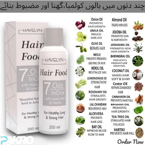 Havelyn Hair Food product with ingredients listed on a white background