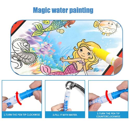 Magic Water Drawing Book with pen for kids Reusable