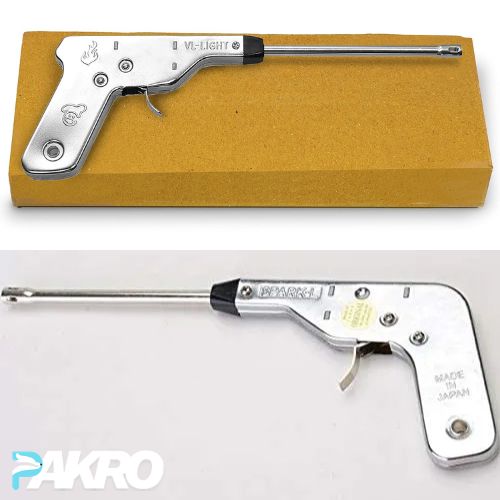 Metallic light gun with 'PAKRO' branding on a white background