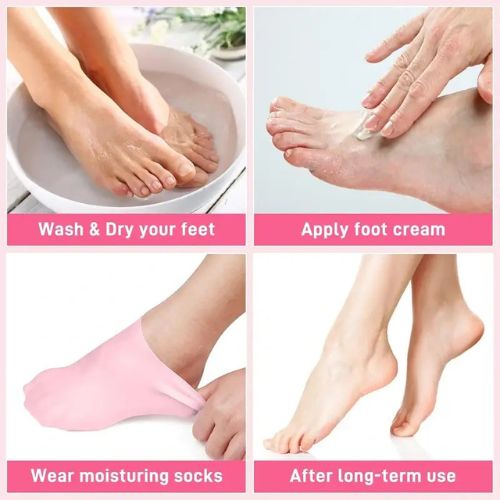 Anti Slip Reusable Gel Infused Silicone Moisturizing Socks