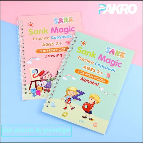 Magic Practice Copybook | 4 Books + Magic Pen +10 INK REFILL