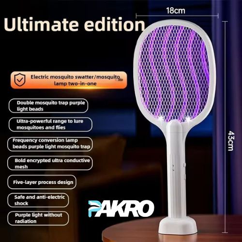 2 In 1 Electric Racket Mosquito Killer With UV Light LED Lamp