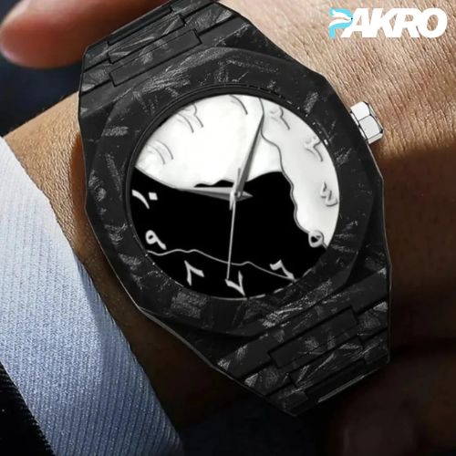New Black & White Marble Arabic Aura Unisex Watch