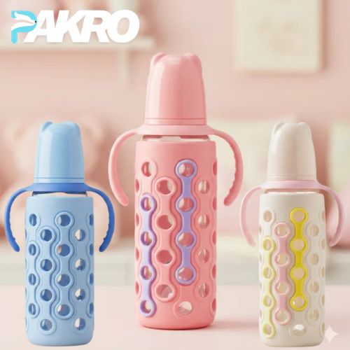 Baby Glass Feeding Bottle With Silicone Cover 240ml