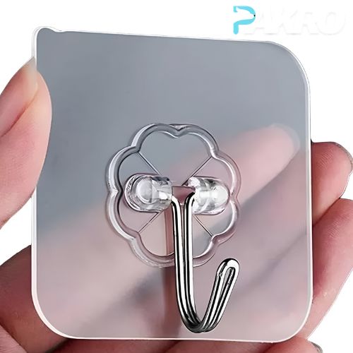 Transparent Self-Adhesive Wall Hooks - Pack of 10