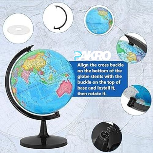 World Globe for Kids Learning, Educational 360' Rotating 14 cm World Map