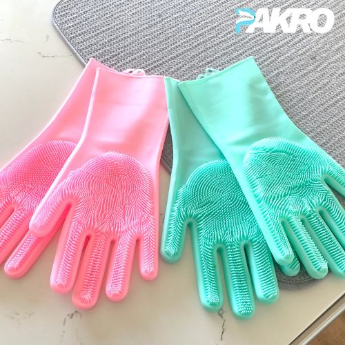 Magic Reusable Silicone Gloves with Wash Scrubber