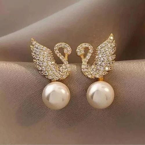 Golden - Swan Pearl Earrings - ZJE-911