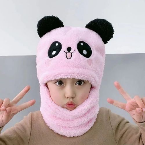 Winter Baby Cap - Soft Velvet with Cartoon Panda and Rabbit Design