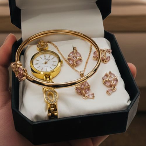 Ladies Watch With Jewellery & Bangle Elegant - Timeless Design With Box