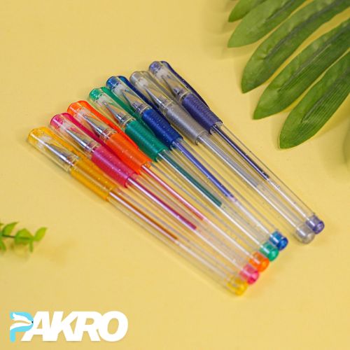 Pack of 7 - High Quality Glitter Gel Ink Pen Pieces Different Colors