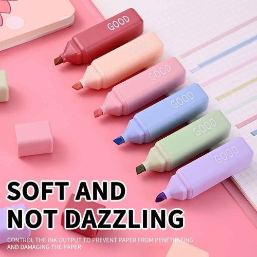 6Pcs/Set Morandi Color Highlighter Pens Art Drawing School Office Stationery