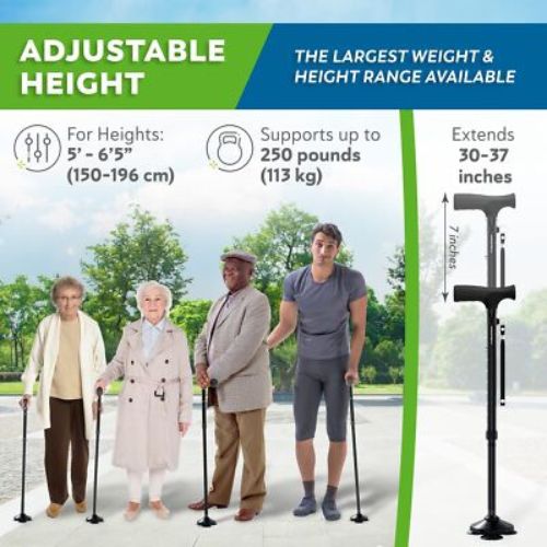 Portable Folding Walking Stick with Led Light & Aluminium Handle