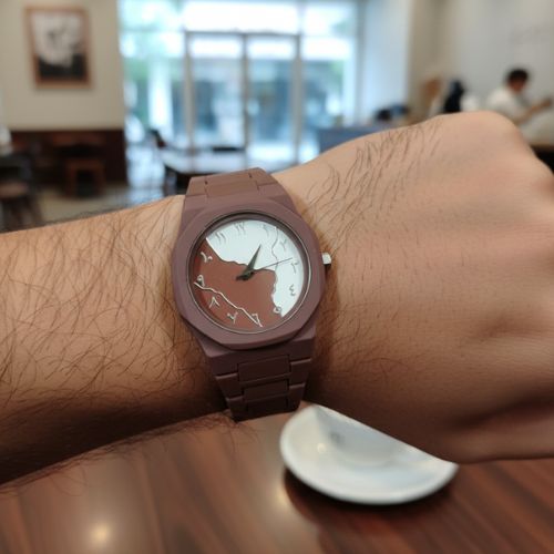 Brown And White Aura Watch Elegant Stylish Design Comfortable & Clear Display